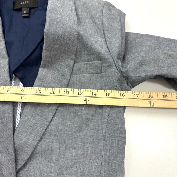 J. Crew Women’s Sz Petite 0P Blue Linen Cotton Blazer Jacket Classic One Button - Picture 9 of 12